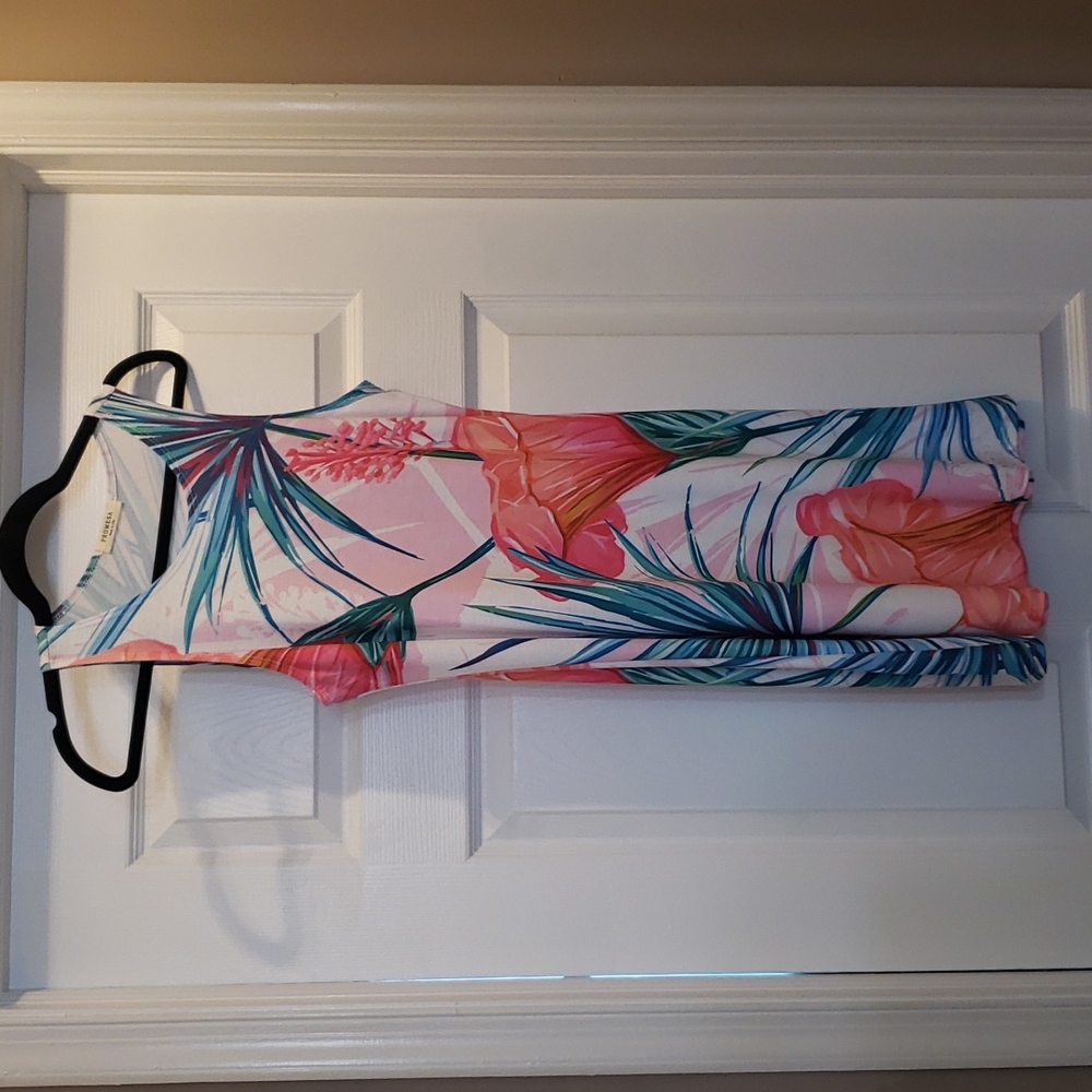 Promesa Tropical Floral Midi Dress - Pink and Blue